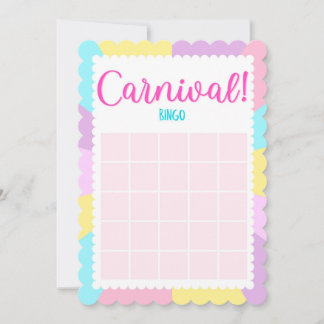 Pastel Circus Baby shower bingo games Invitation