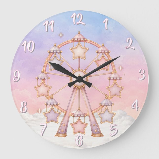 Pastel Circus Nursery Wall Clock (Front)