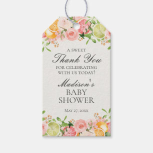 Pastel Citrus Floral Cutie Baby Shower Favour Gift Tags