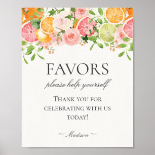 Pastel Citrus Floral Little Cutie Favors Sign