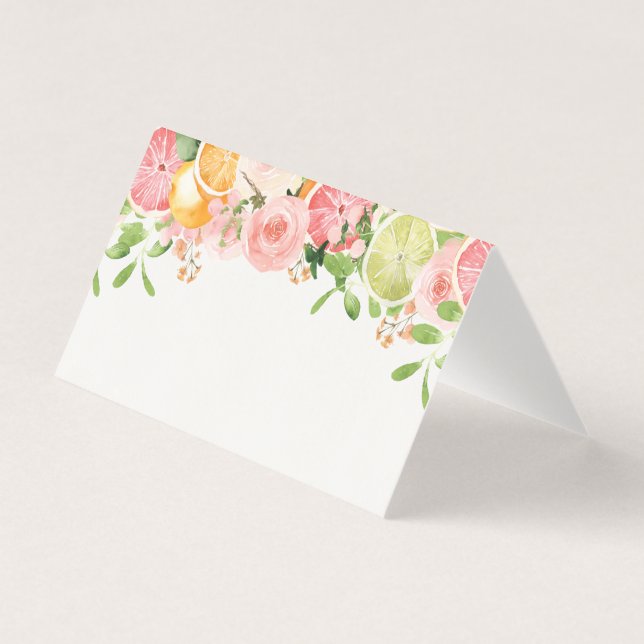 Pastel Citrus Floral Little Cutie Place Card (Front)