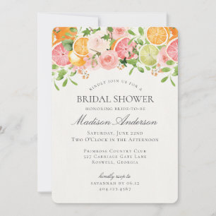 Pastel Citrus Floral Main Squeeze Bridal Shower Invitation