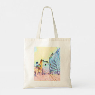 Pastel Cityscape Grocery Back Tote Bag