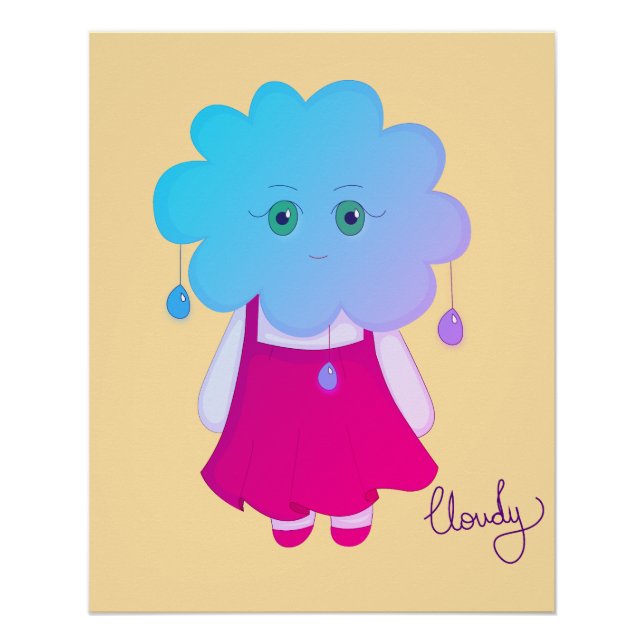 Pastel Cloud Character Colorful Cute Visual Decor (Front)