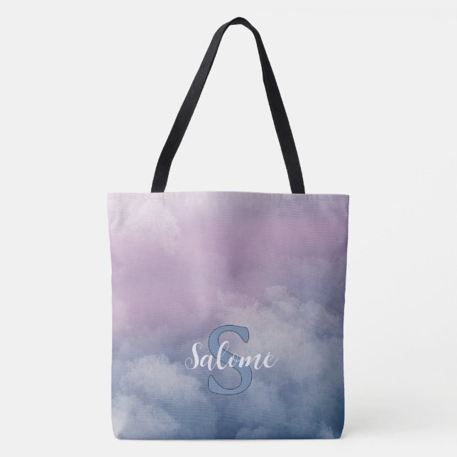 Pastel Cloud Monogram Tote Bag (Front)