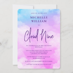 Pastel Cloud Nine Watercolor Purple Bridal Shower Invitation