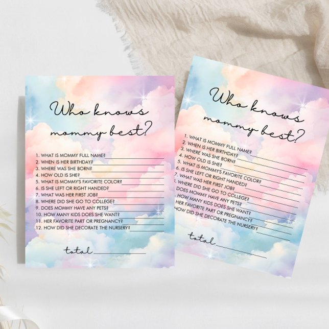 Pastel Cloud Who Knows Mummy Best Baby Shower Game (Creator Uploaded)