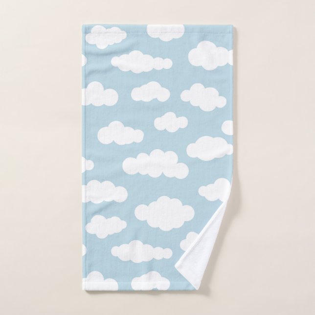 Pastel Clouds Aesthetic Baby Blue And White Hand Towel (Hand Towel)