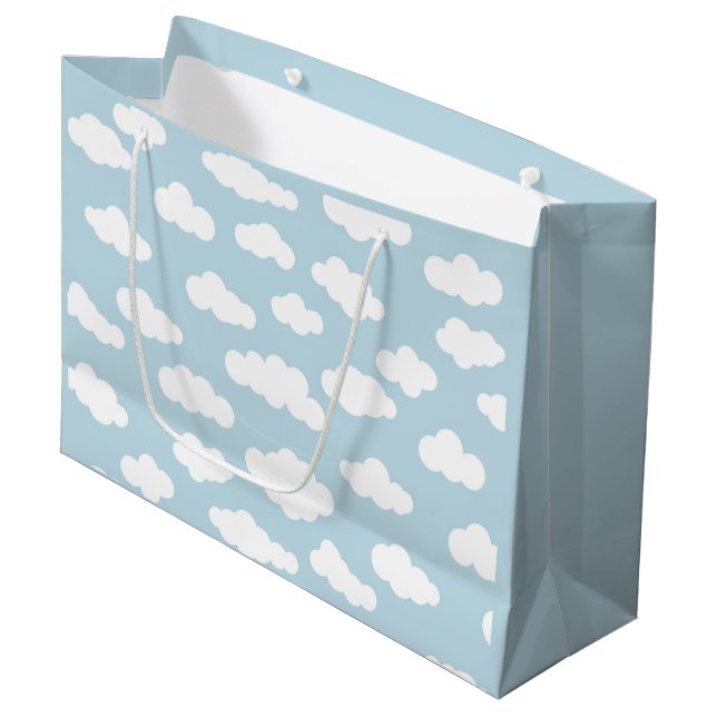 Pastel Clouds Aesthetic Baby Blue And White  Large Gift Bag (Front Angled)