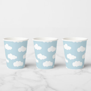 Pastel Clouds Aesthetic Baby Blue And White Paper Cups