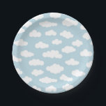 Pastel Clouds Aesthetic Baby Blue And White  Paper Plate<br><div class="desc">Whimsical cute delicate baby blue and white small clouds print illustration design. Simple minimalist clouds theme for nursery room,  childrens room,  teenager. Cumulus altocumulus fluffy white and baby pastel blue sky clouds. Artsy clouds illustration for kids,  clouds nursery decor,  clouds pastel bedding. Clouds pattern in pastel blue colour.</div>