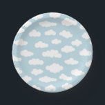 Pastel Clouds Aesthetic Baby Blue And White  Paper Plate<br><div class="desc">Whimsical cute delicate baby blue and white small clouds print illustration design. Simple minimalist clouds theme for nursery room,  childrens room,  teenager. Cumulus altocumulus fluffy white and baby pastel blue sky clouds. Artsy clouds illustration for kids,  clouds nursery decor,  clouds pastel bedding. Clouds pattern in pastel blue colour.</div>