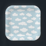 Pastel Clouds Aesthetic Baby Blue And White  Paper Plate<br><div class="desc">Whimsical cute delicate baby blue and white small clouds print illustration design. Simple minimalist clouds theme for nursery room,  childrens room,  teenager. Cumulus altocumulus fluffy white and baby pastel blue sky clouds. Artsy clouds illustration for kids,  clouds nursery decor,  clouds pastel bedding. Clouds pattern in pastel blue colour.</div>