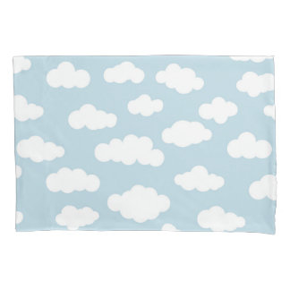 Pastel Clouds Aesthetic Baby Blue And White  Pillowcase