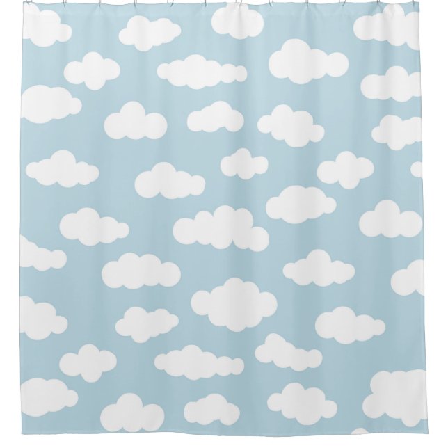 Pastel Clouds Aesthetic Baby Blue And White  Shower Curtain (Front)