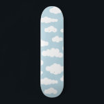 Pastel Clouds Aesthetic Baby Blue And White  Skateboard<br><div class="desc">Whimsical cute delicate baby blue and white small clouds print illustration design. Simple minimalist clouds theme for nursery room,  childrens room,  teenager. Cumulus altocumulus fluffy white and baby pastel blue sky clouds. Artsy clouds illustration for kids,  clouds nursery decor,  clouds pastel bedding. Clouds pattern in pastel blue colour.</div>