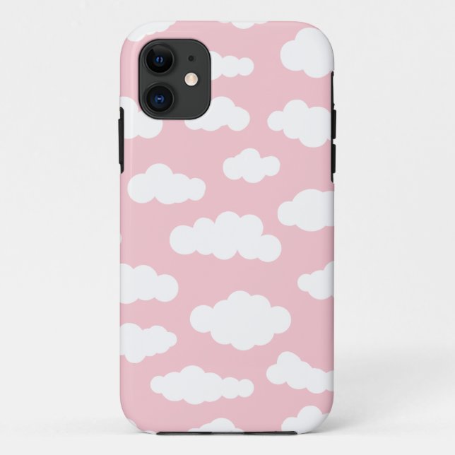 Pastel Clouds Asthetic White And Pink Art Case-Mate iPhone Case (Back)