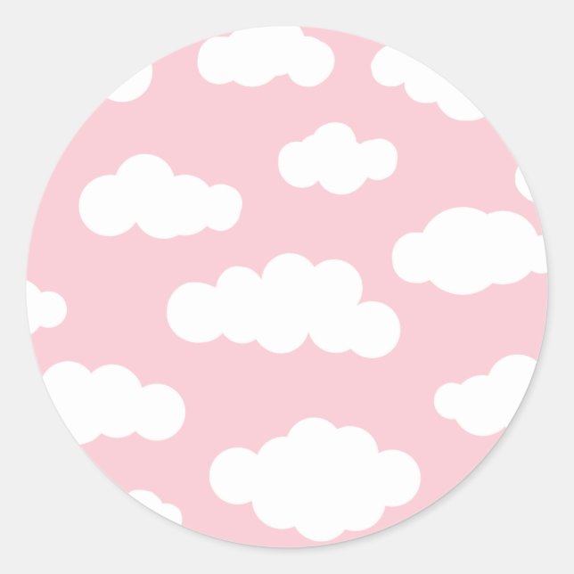 Pastel Clouds Asthetic White And Pink Art   Classic Round Sticker (Front)