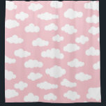 Pastel Clouds Asthetic White And Pink Girl Shower Curtain<br><div class="desc">Whimsical cute delicate baby pink and white small clouds print illustration design. Simple minimalist clouds theme for nursery room,  childrens room,  teenager. Cumulus altocumulus fluffy white and baby pastel pink sky clouds. Artsy clouds illustration for kids,  clouds nursery decor,  clouds pastel bedding. Clouds pattern in pastel pink colour.</div>
