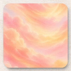 Pastel Clouds Coaster Pink Peach Aesthetic