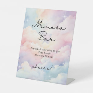 Pastel Clouds Sky Mimosa Bar Bridal Shower  Pedestal Sign