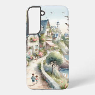 Pastel Coastal Cottage Village Escape Samsung Galaxy Case