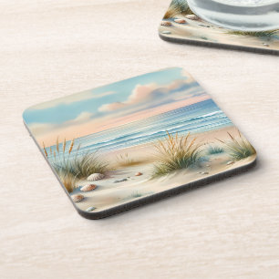Pastel Coastal Dunes Watercolor Coaster