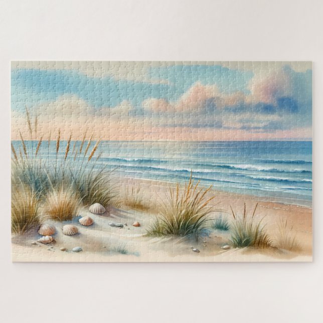 Pastel Coastal Dunes Watercolor Jigsaw Puzzle (Horizontal)