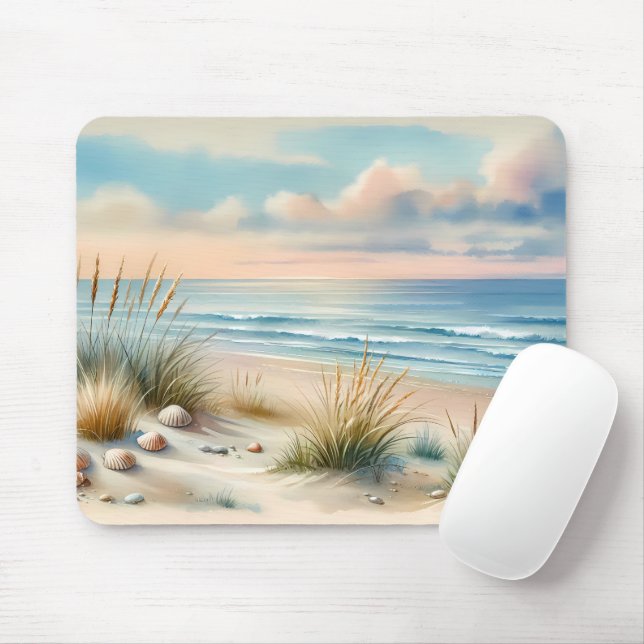 Pastel Coastal Dunes Watercolor Mouse Mat (With Mouse)