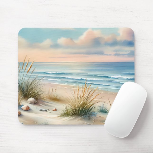 Pastel Coastal Dunes Watercolor Mouse Mat (With Mouse)