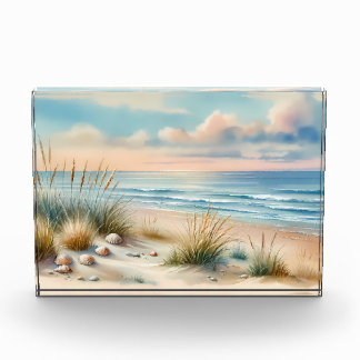 Pastel Coastal Dunes Watercolor Photo Block