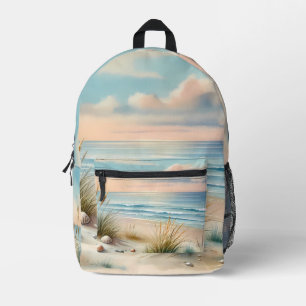 Pastel Coastal Dunes Watercolor Printed Backpack