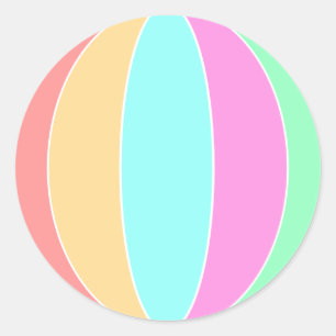 Pastel Color Beach Ball Classic Round Sticker