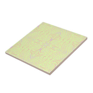 Pastel Color Dots And Tapered Lines Pattern Art Tile
