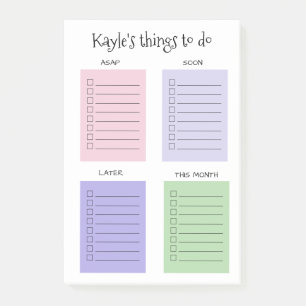 Pastel Color Organized Things to Do Post-it Notes