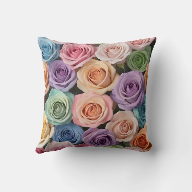 Pastel color roses cushion (Back)