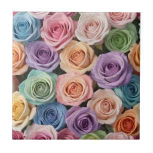 Pastel color roses tile