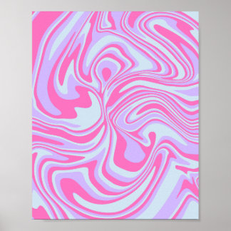 Pastel Color Waves in Pink, Lavender, & Light Blue Poster