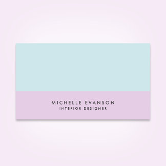 Pastel Colorblock Purple and Aqua Blue Minimalist Business Card