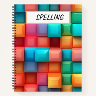 PASTEL COLORED 3-D EFFECTS CUBES NOTEBOOK