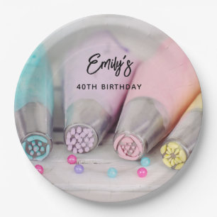 Pastel Colored Cake Decorating Tools Photograph Paper Plate
