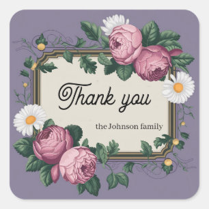 Pastel colored floral design square sticker