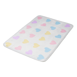 PASTEL COLORED HEARTS  BATH MAT