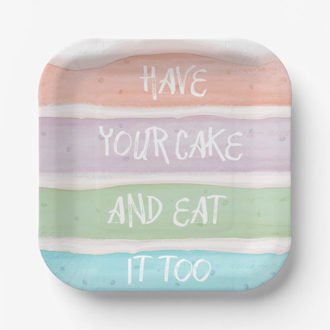 Pastel Colored Layer Cake Design Paper Plate (Front)
