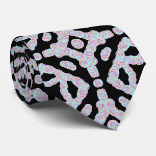 Pastel Colored Squiggly Discs Symmetrical Pattern Tie