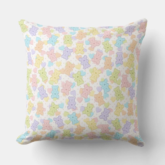 PASTEL COLORED TEDDY BEARS CUSHION (Front)