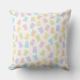 PASTEL COLORED TEDDY BEARS & HEARTS CUSHION