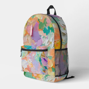 PASTEL COLORED TORN PAPER LOOK ABSTRACT PRINTED BACKPACK