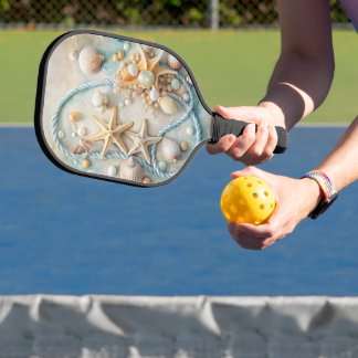 PASTEL COLORED TROPICAL ORNATE SEASHELLS PICKLEBALL PADDLE