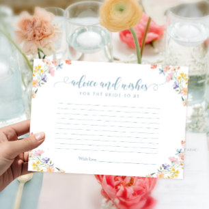 Pastel Colorful Floral Bridal Advice and Wishes Enclosure Card